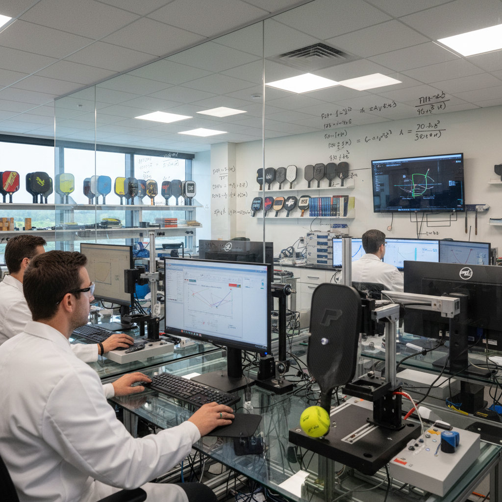 Inside a testing lab where paddles undergo stress and performance analysis.